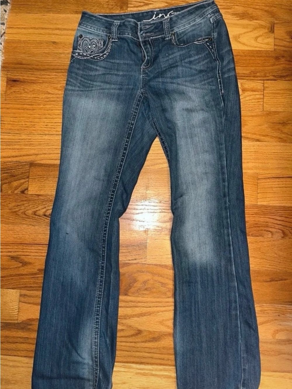 INC International Concepts Dark Blue Boot Cut Jeans